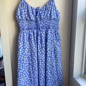 Blue summer dress with white flowers